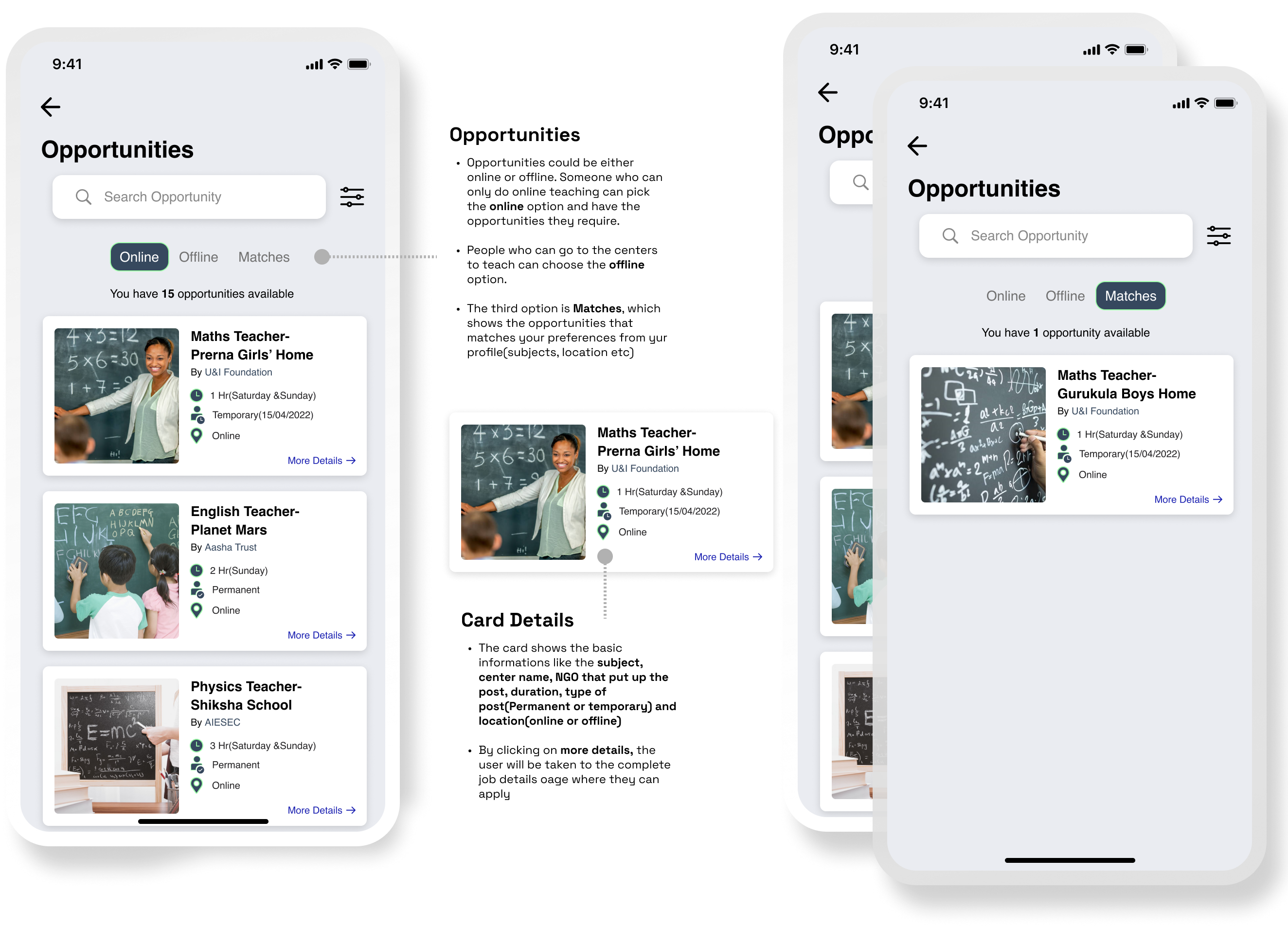 Opportunities screen