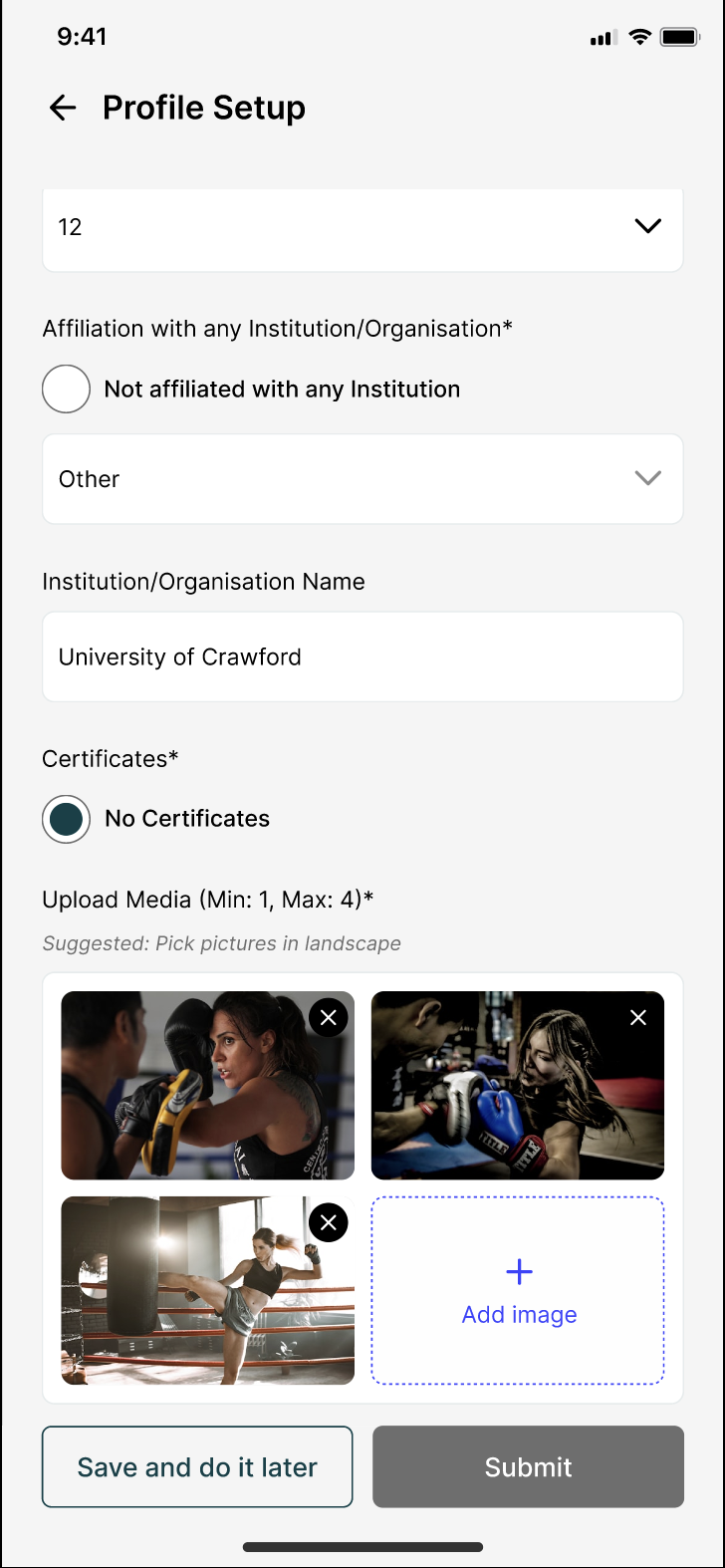 Additional field appearing after selecting Other as an affiliation